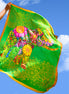 Silk Scarf  Ceylon Elephant Printed - Green - 100cmX100cm