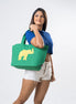 Multitude Printed Canvas Tote Bag - Green