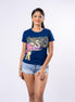 Ladie's Multitude Printed Crew Neck - Navy