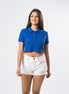 Ladie's Crop Top Polo - Blue