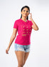 Ladie's Embroidered V-Neck - Hot Pink