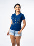 Ladie's Embroidered V-Neck - Navy