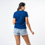 Ladie's Embroidered V-Neck - Navy