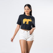 Ladie's Single Jersey Crop Top - Black
