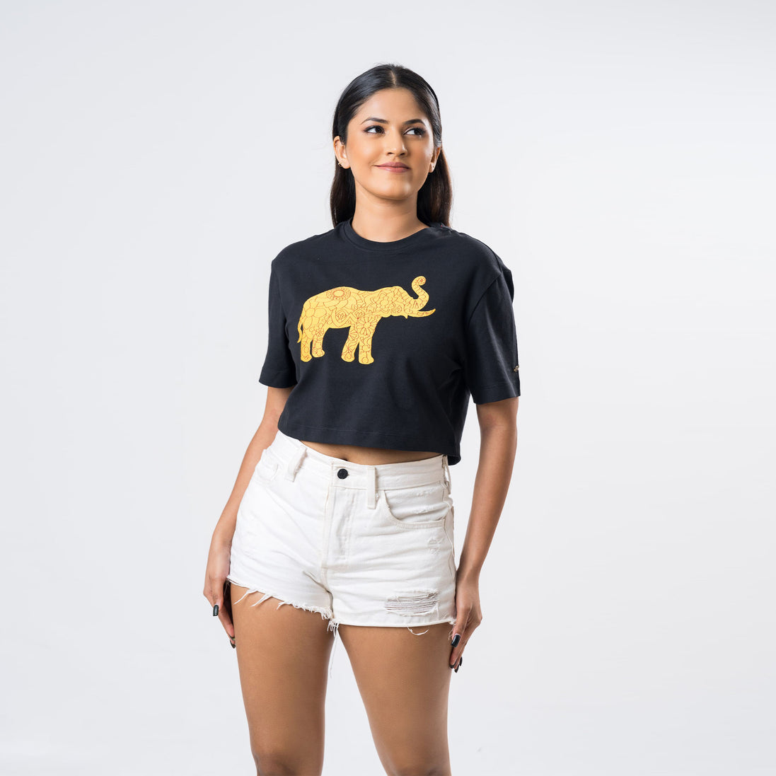 Ladie's Single Jersey Crop Top - Black