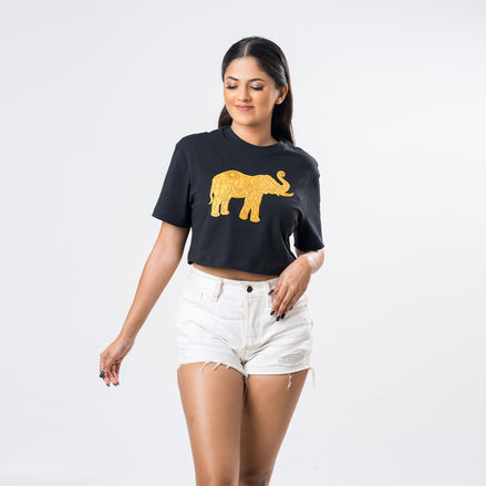 Ladie's Single Jersey Crop Top - Black