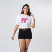 Ladie's Single Jersey Crop Top - White