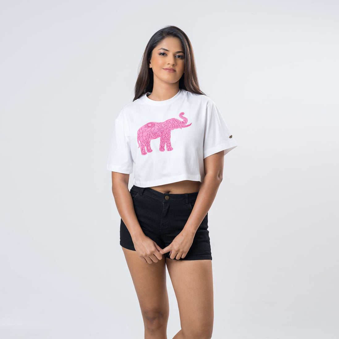 Ladie's Single Jersey Crop Top - White