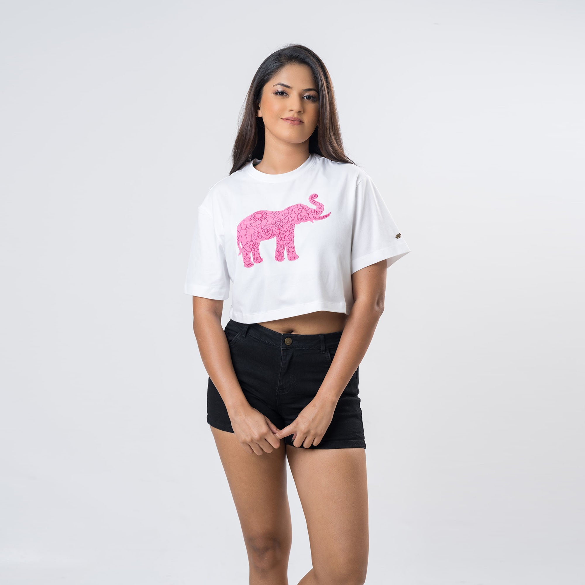 Ladie's Single Jersey Crop Top - White