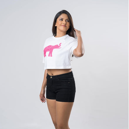 Ladie's Single Jersey Crop Top - White