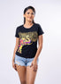 Ladie's Multitude Printed Crew Neck - Black
