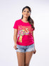 Ladie's Multitude Printed Crew Neck - Hot Pink