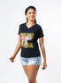 Ladie's  Multitude Printed V-Neck - Black